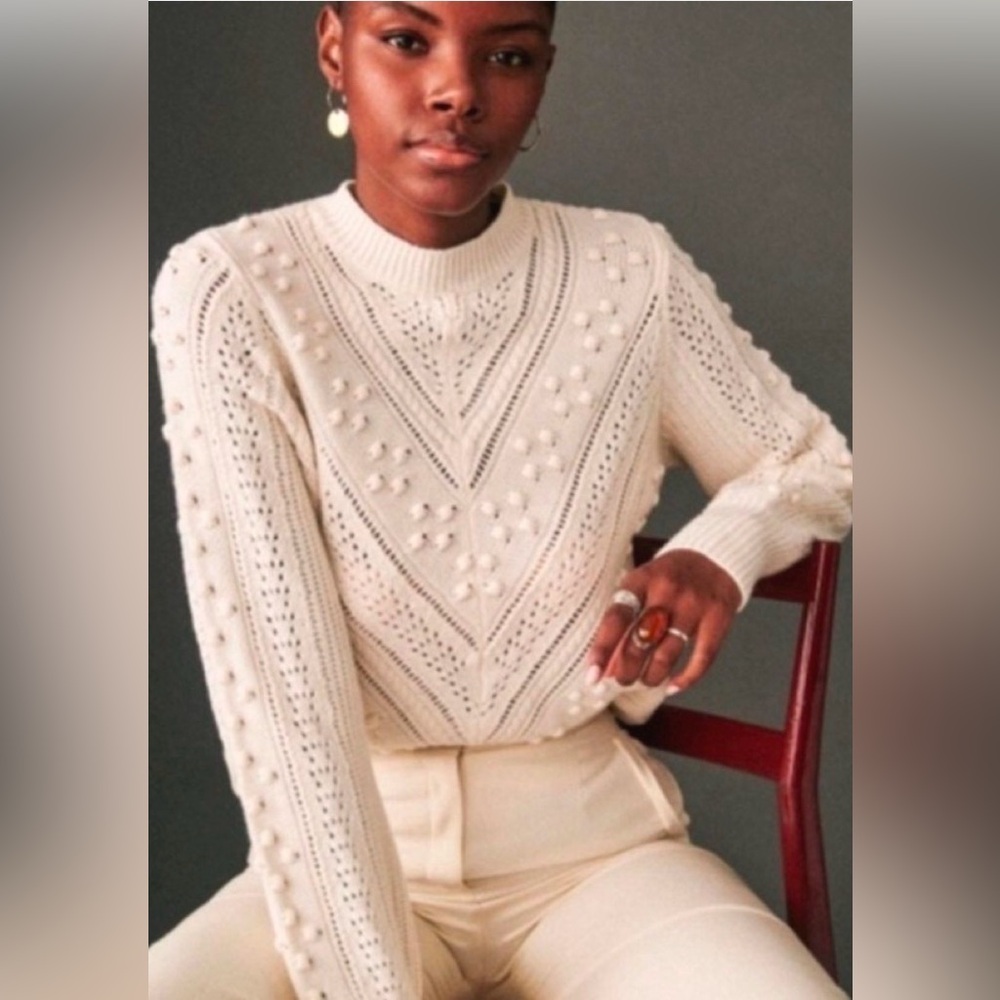 Sezane Solal Cream Knit Sweater